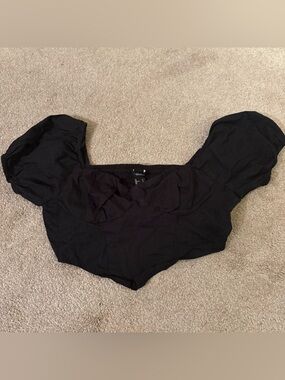 Forever 21 Black Puff Sleeve Crop Top